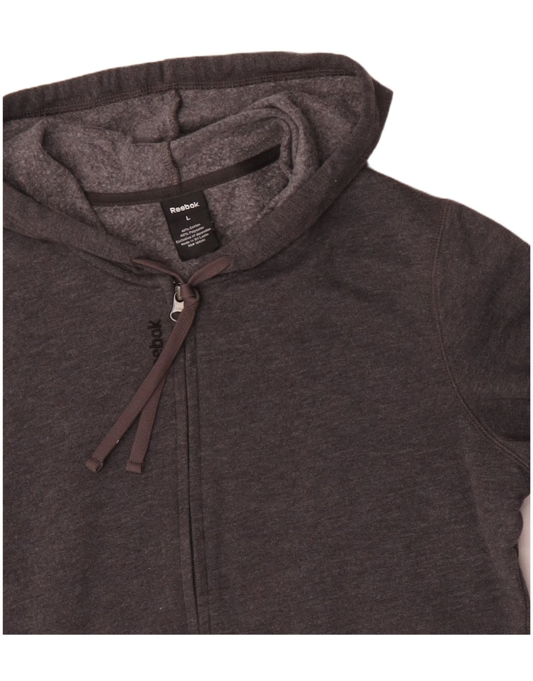 Suéter masculino com capuz e zíper REEBOK algodão cinza grande