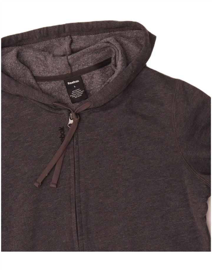 Suéter masculino com capuz e zíper REEBOK algodão cinza grande