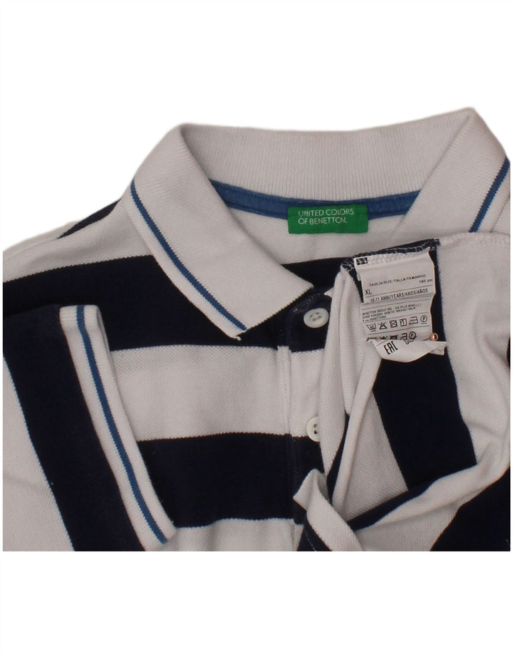 Pólo BENETTON Menino 10-11 Anos XL Azul Marinho Listrado Algodão