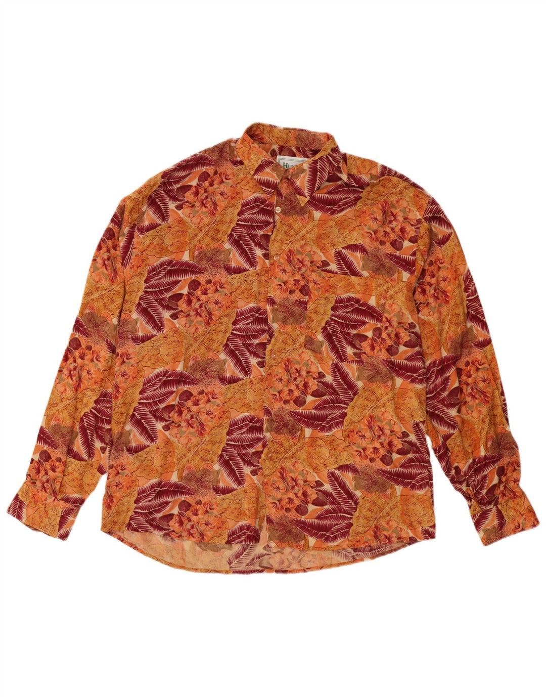 Camisa masculina Hunter grande rayon floral laranja