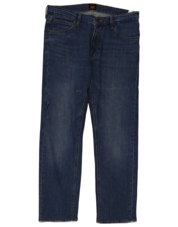 Lee Womens Daren Zip Fly Straight Jeans W32 L30 Azul Algodão