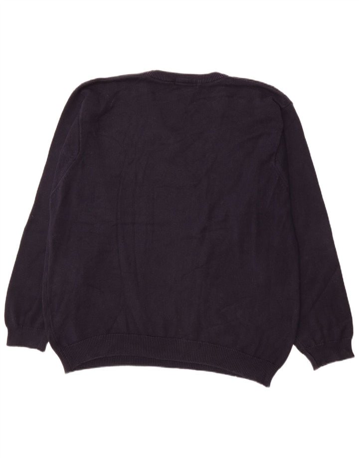 Suéter masculino MARKS & SPENCER com decote em V grande azul marinho Argyle/Diamante