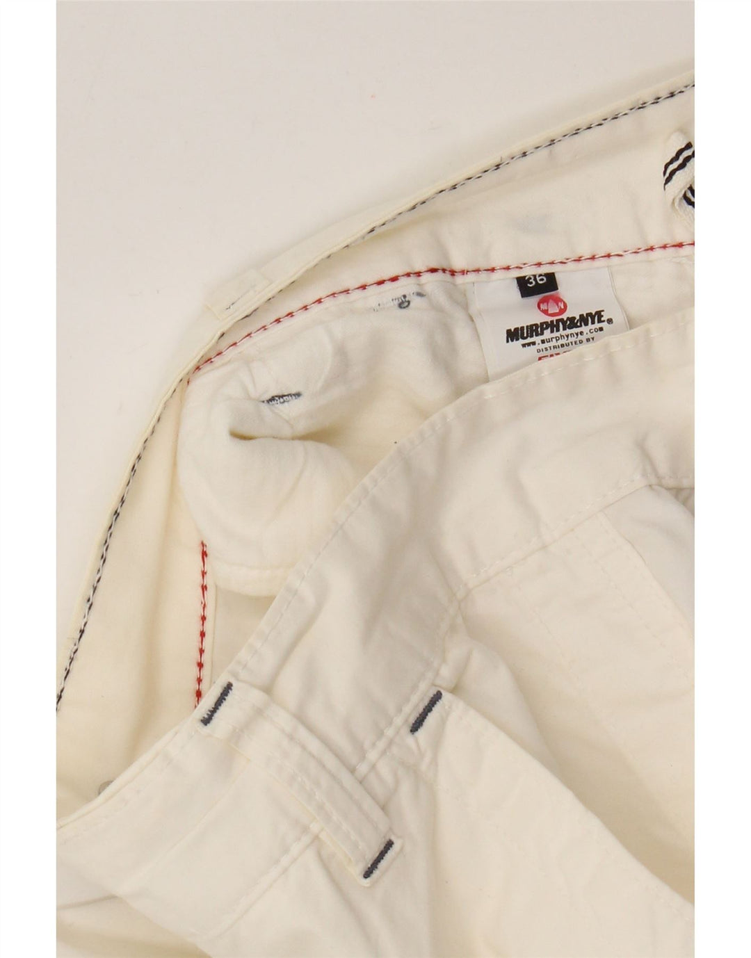 Murphy & Nye Mens Chino Shorts W36 Grande Algodão Branco