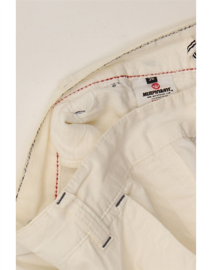 Murphy & Nye Mens Chino Shorts W36 Grande Algodão Branco
