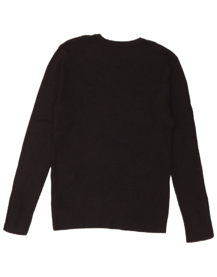 Top feminino Marks & Spencer de manga comprida UK 12 viscose preta média