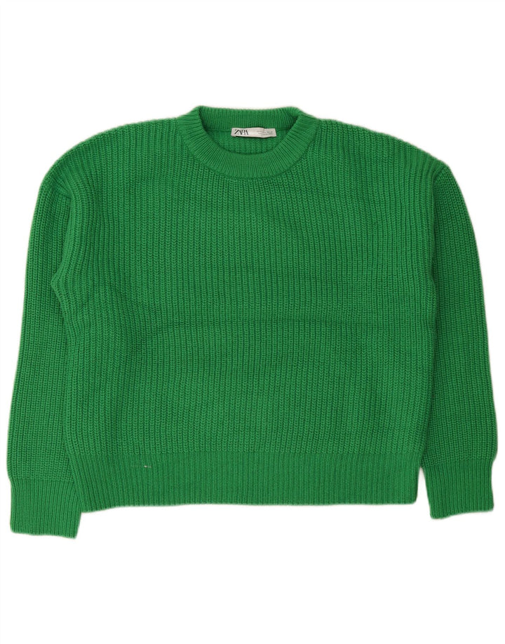 Zara suéter feminino oversized com gola redonda Reino Unido 14 acrílico verde médio