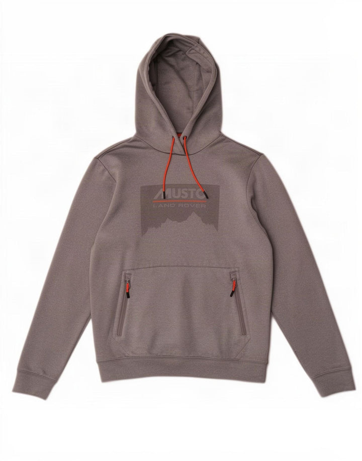 Musto moletom com capuz gráfico masculino poliéster cinza médio