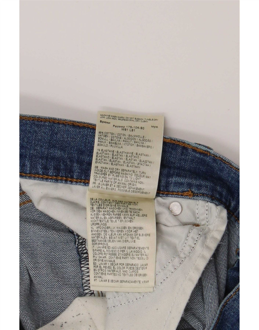 Wrangler Mens Larston Slim Jeans W36 L32 Azul Algodão