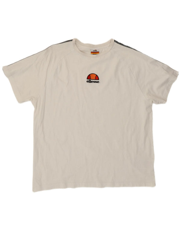 Camiseta masculina Ellesse com estampa gráfica grande de algodão colorido branco
