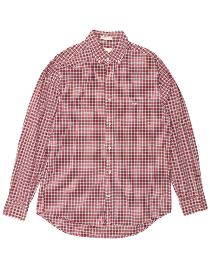 Camisa masculina Gant Regular Fit tamanho 41/42 grande algodão xadrez vermelho