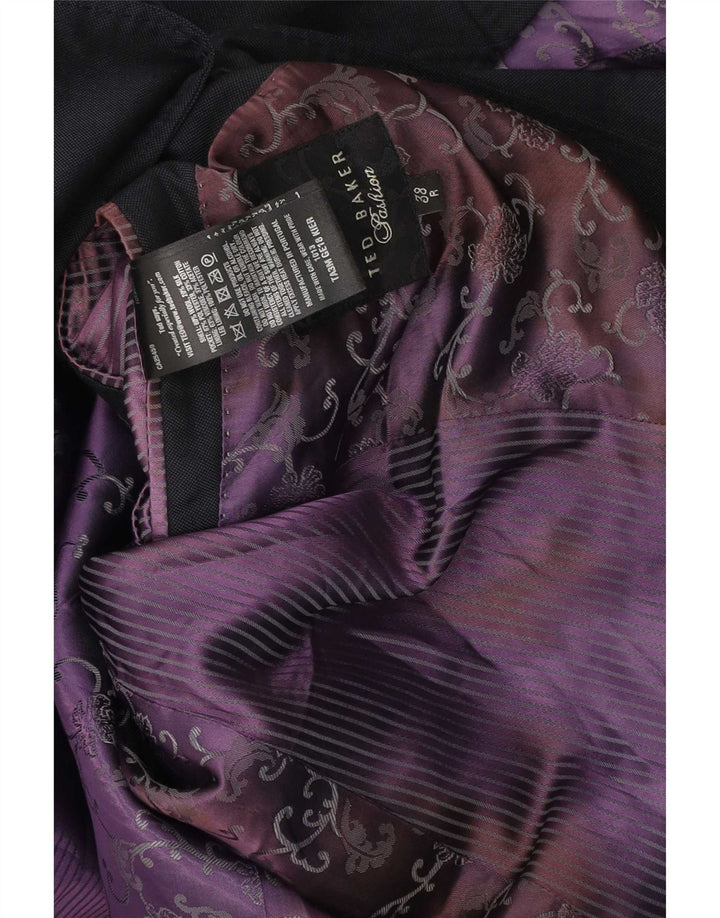 Jaqueta blazer masculina Ted Baker com 1 botão Reino Unido 38 lã preta média