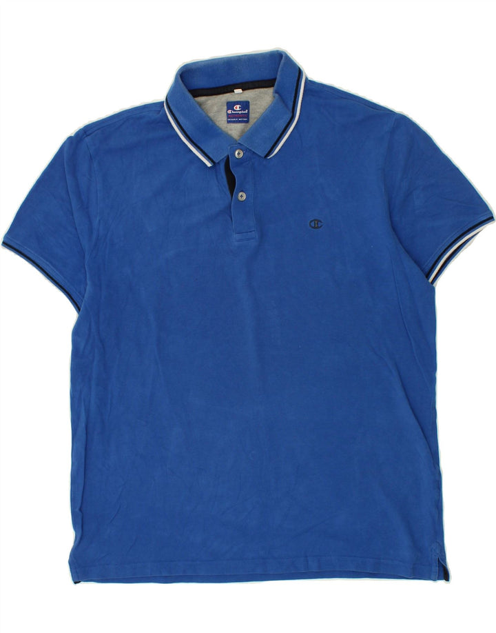 CHAMPION Mens Polo Shirt Large Blue Cotton Vintage Champion and Second-Hand Champion from Messina Hembry 