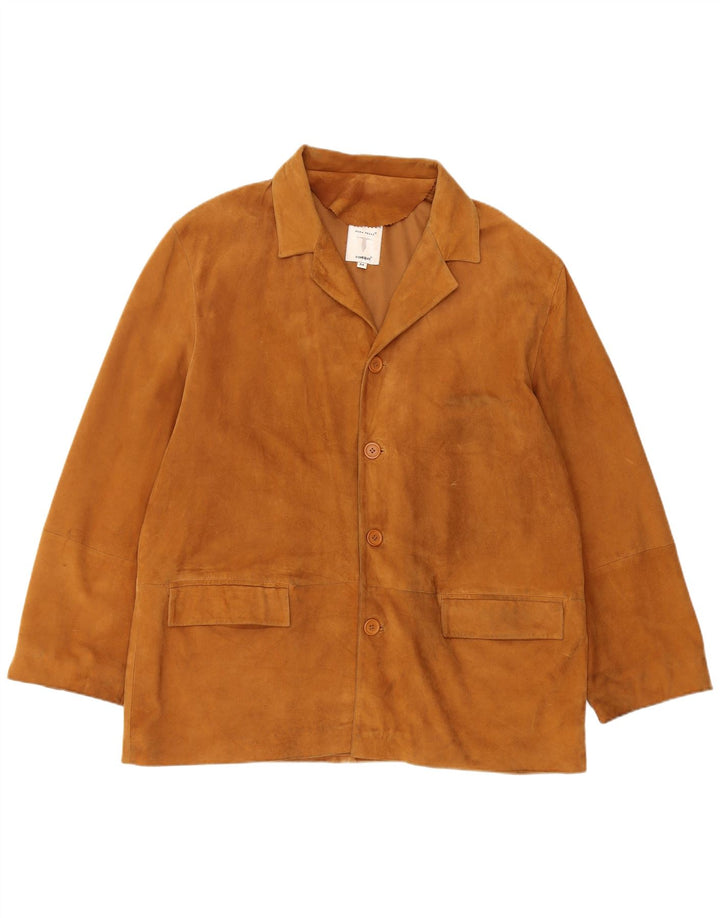 CONBIPEL Mens Suede Jacket IT 54 2XL Brown Leather