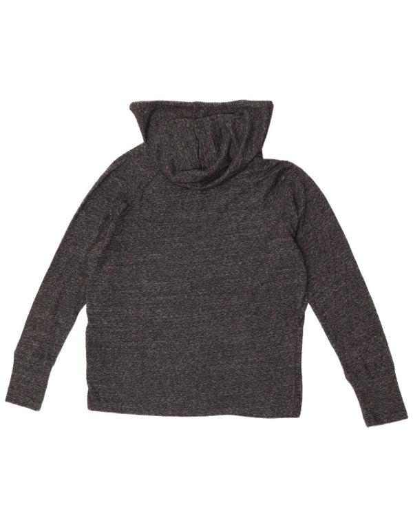 Suéter feminino com capuz grande Roxy Reino Unido 14 algodão manchado azul marinho médio