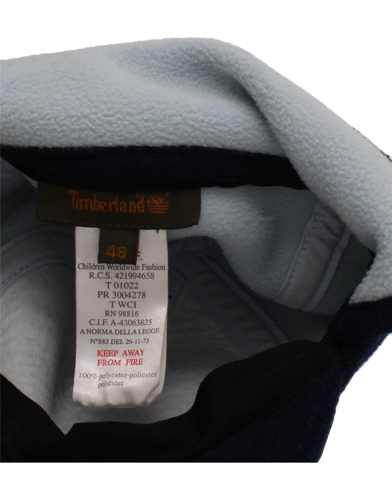 TIMBERLAND Boys Fleece Ear Flap Snapback Cap One Size Navy Blue Polyester Vintage Timberland and Second-Hand Timberland from Messina Hembry 