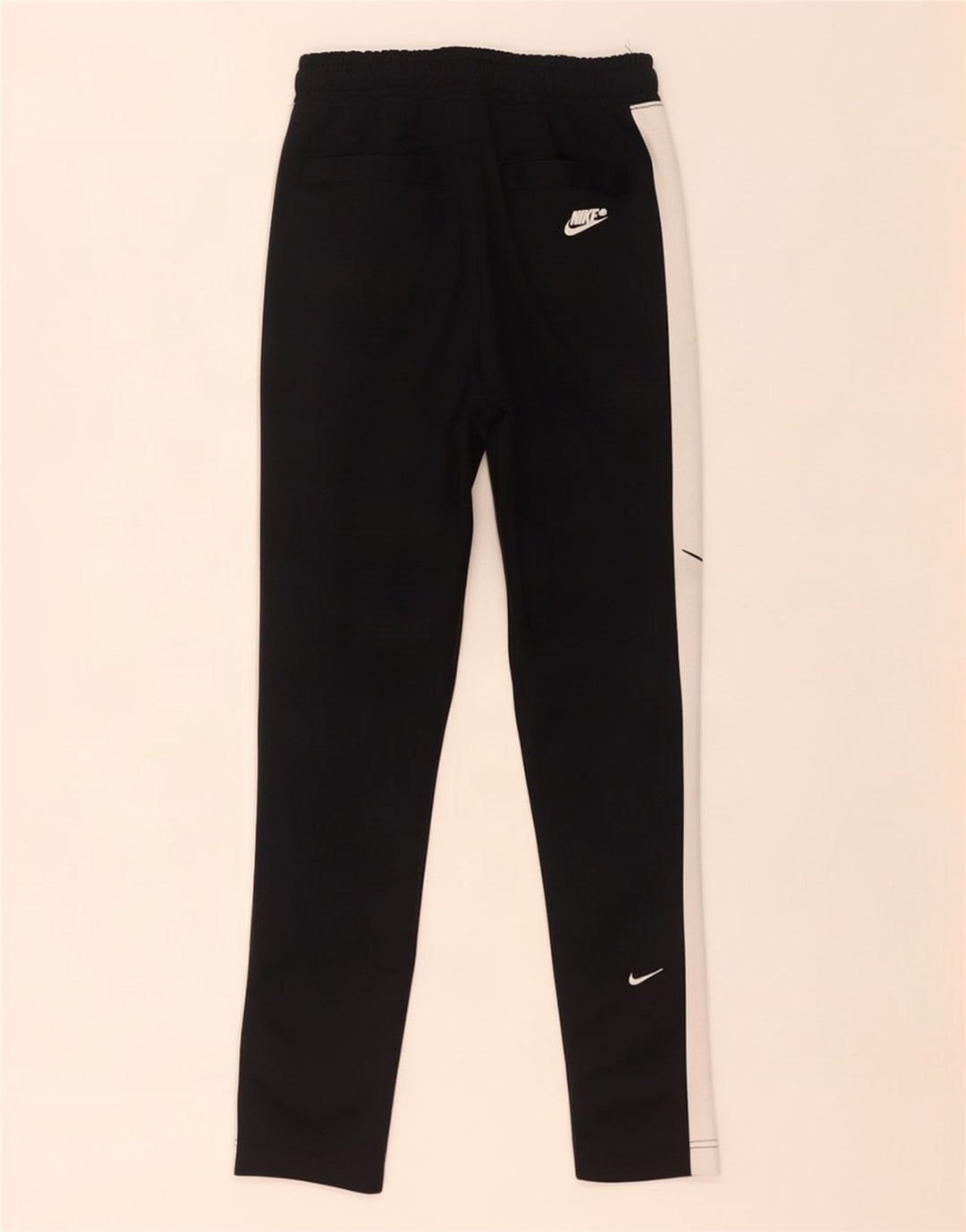 Calça de treino Nike masculina Swoosh pequena preta colorblock poliéster