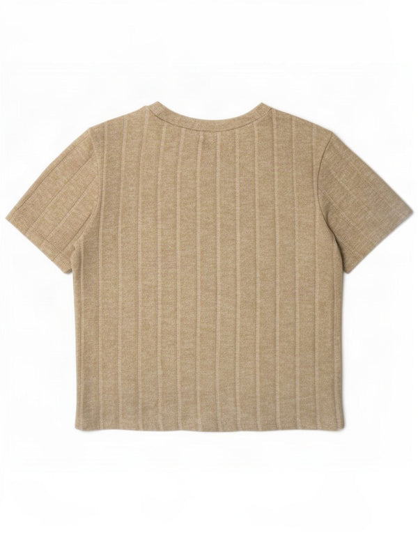 Camiseta feminina Zara Trafaluc Crop Top UK 10 Pequeno Bege