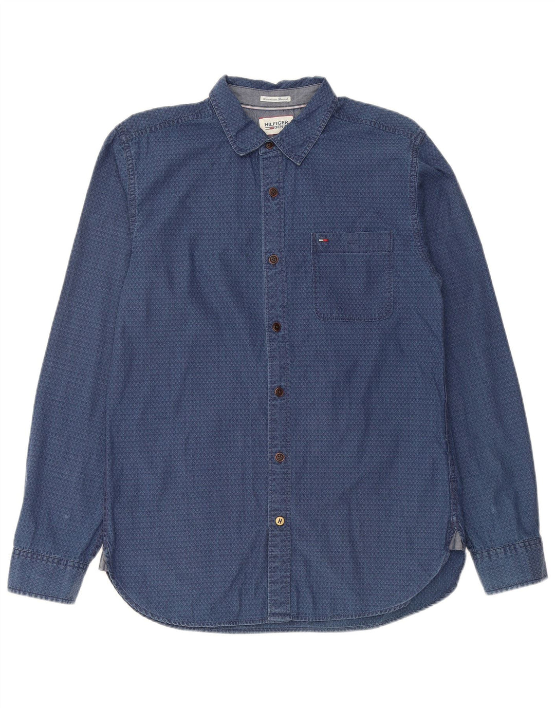 Camisa feminina TOMMY HILFIGER algodão geométrico azul médio