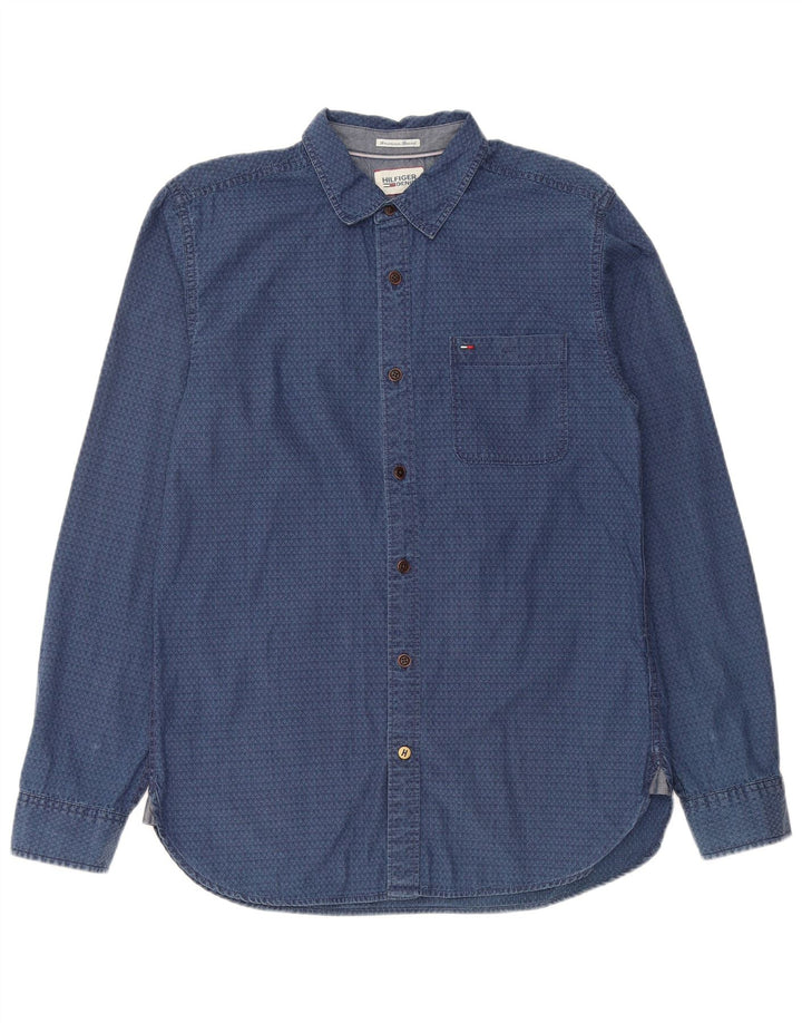 Camisa feminina TOMMY HILFIGER algodão geométrico azul médio