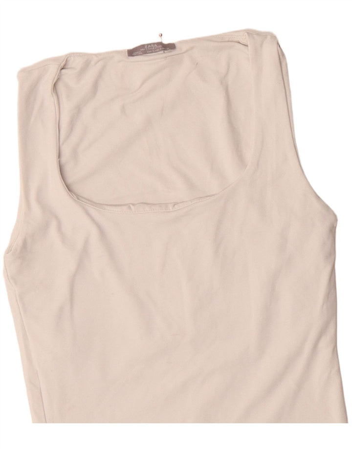 Zara Womens Vest Top UK 8 Pequeno Branco