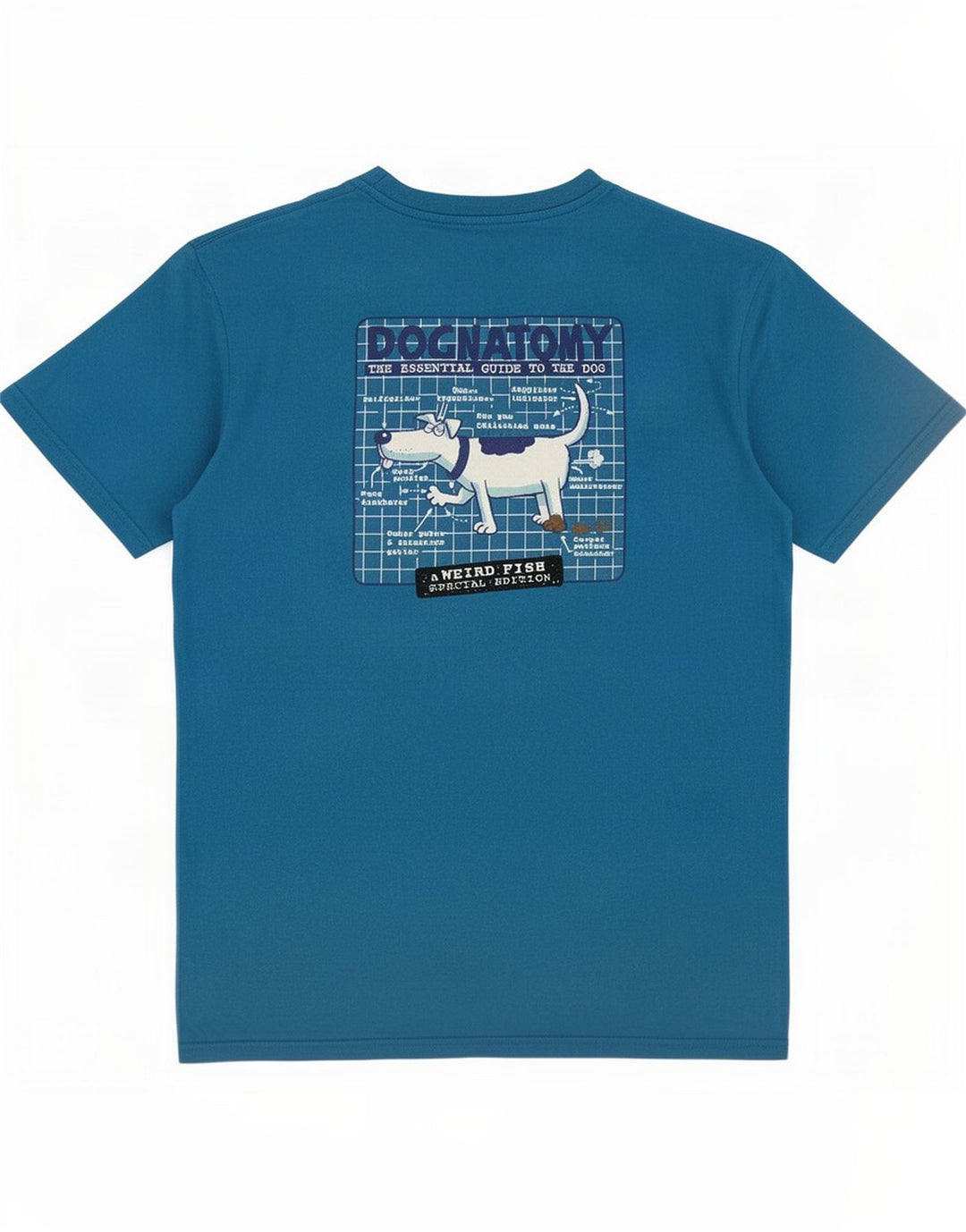 Camiseta gráfica masculina Weird Fish Top algodão azul médio