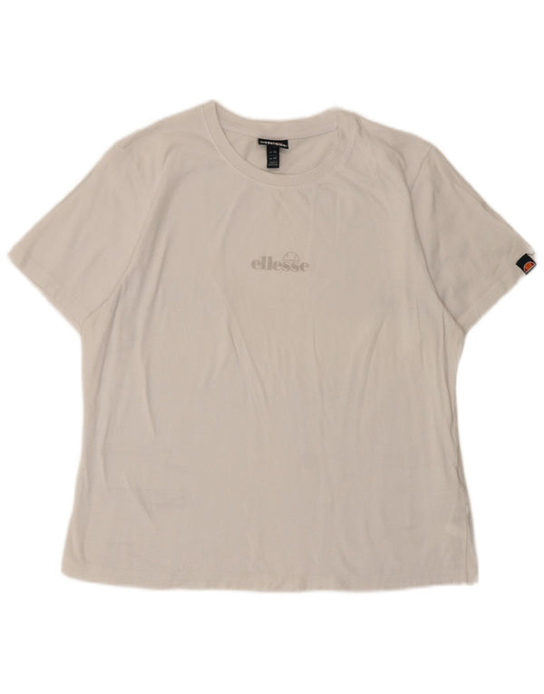 Camiseta feminina Ellesse com estampa gráfica UK 14 grande algodão branco