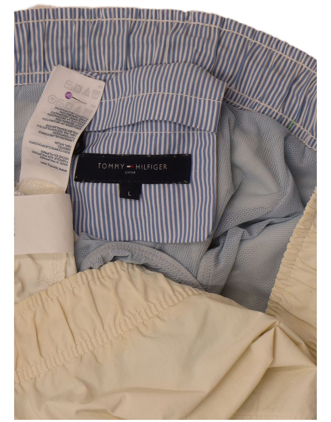 Shorts de natação masculino Tommy Hilfiger grande poliéster colorido off white