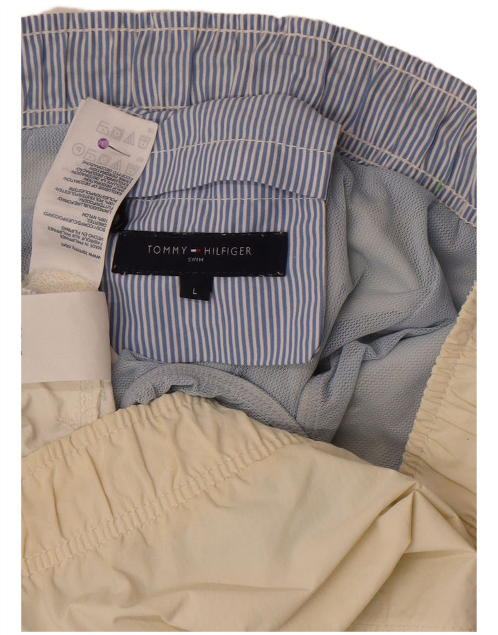 Shorts de natação masculino Tommy Hilfiger grande poliéster colorido off white
