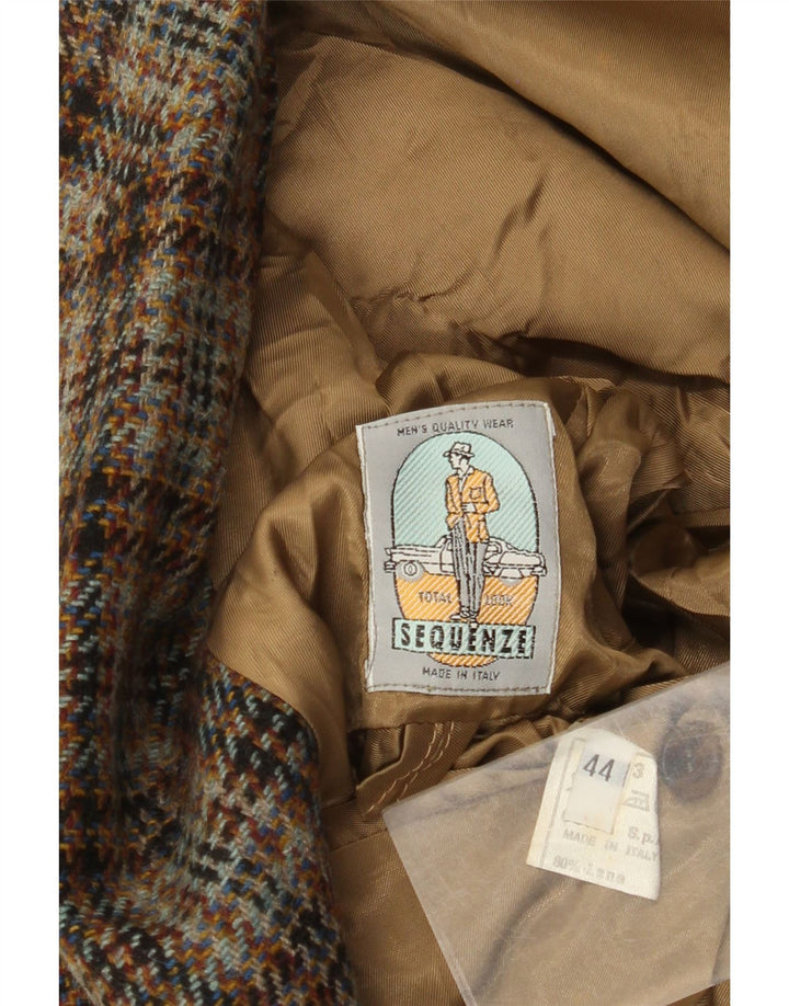 Jaqueta blazer masculina vintage com 2 botões IT 44 XS lã houndstooth bege