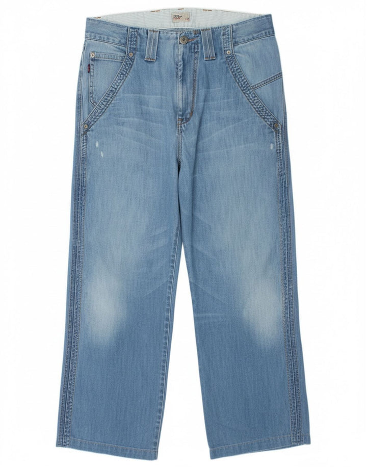 Jeans retos femininos Tommy Hilfiger desgastados W32 L30 algodão azul