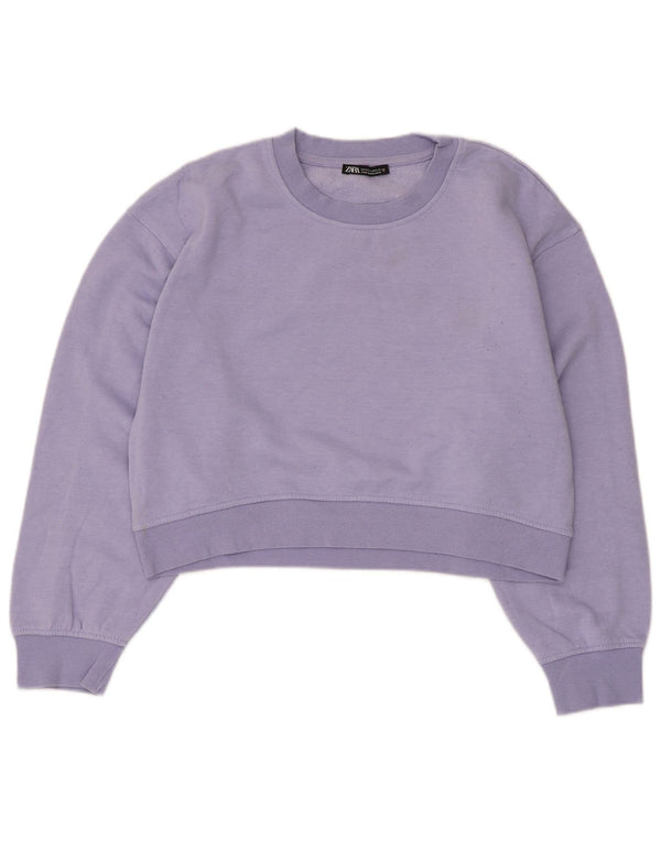 Moletom Zara feminino cropped UK 14 algodão roxo médio