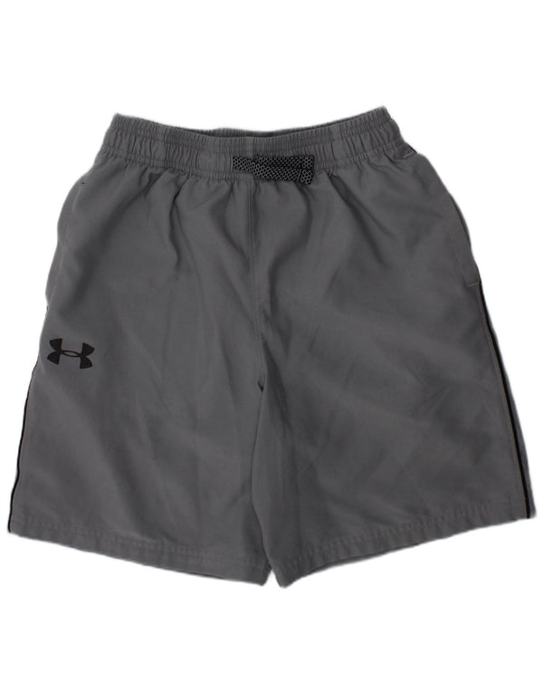 Shorts esportivos gráficos Under Armour Boys 10-11 anos cinza médio esportivo