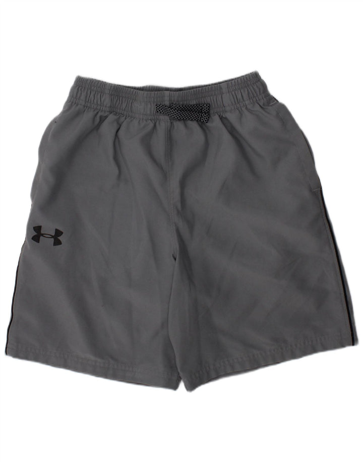 Shorts esportivos gráficos Under Armour Boys 10-11 anos cinza médio esportivo