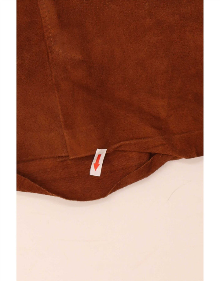 Mini saia feminina de camurça vintage pequena W26 bege