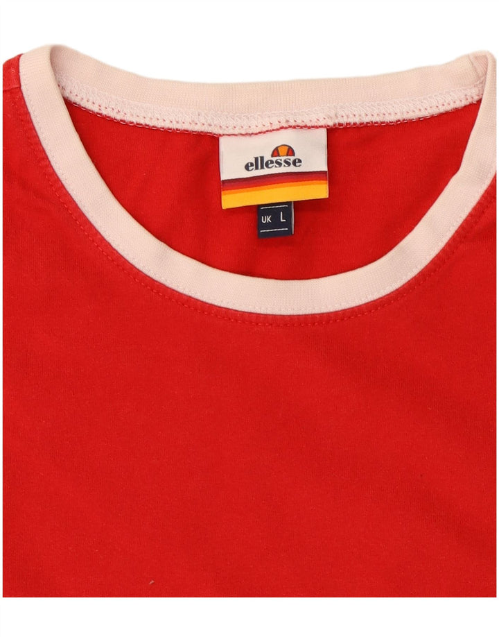 Camiseta masculina Ellesse com estampa gráfica grande de algodão vermelho