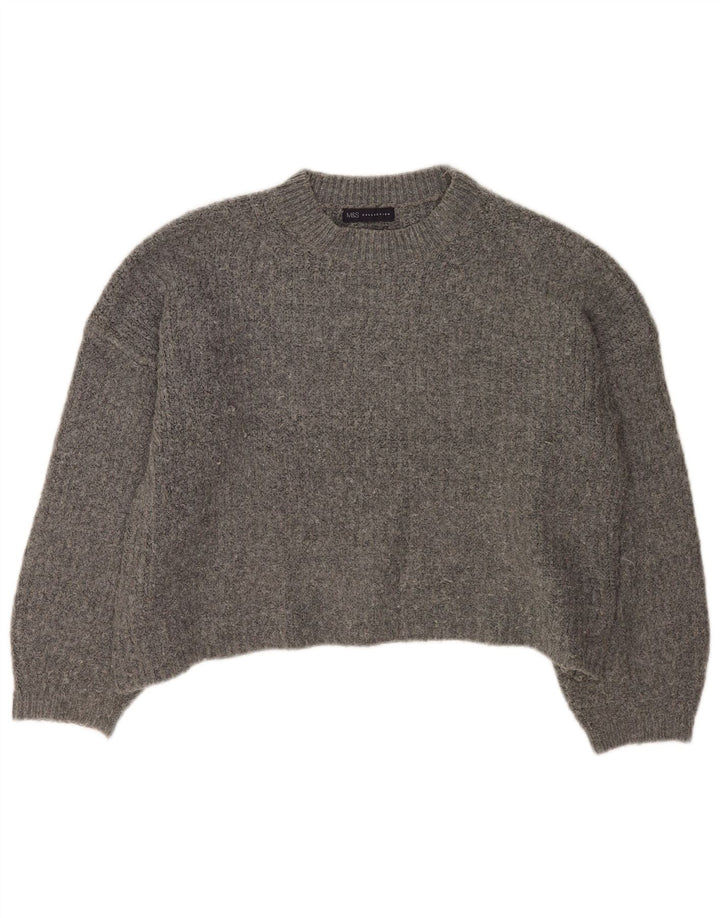 Suéter feminino Marks & Spencer grande com gola redonda Reino Unido 16 grande cinza