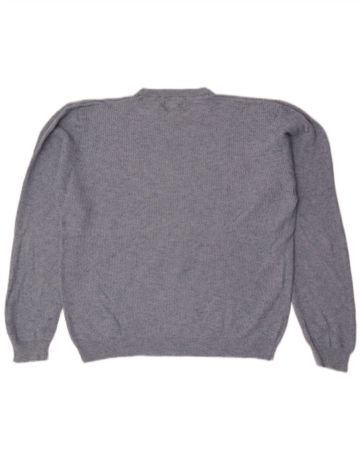 Suéter masculino Marks & Spencer com gola redonda grande manchado azul