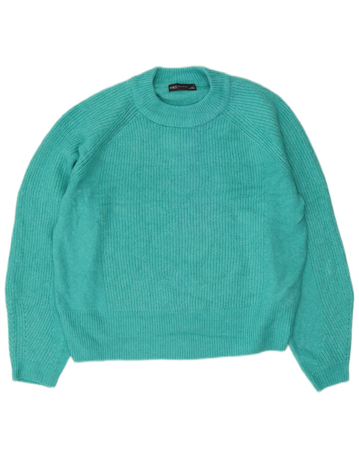 Suéter feminino Marks & Spencer com gola redonda Reino Unido 14 acrílico azul médio