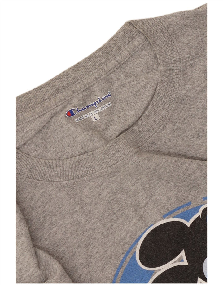 Champion Mens Mickey Mouse Gráfico Top Manga Longa Grande Cinza