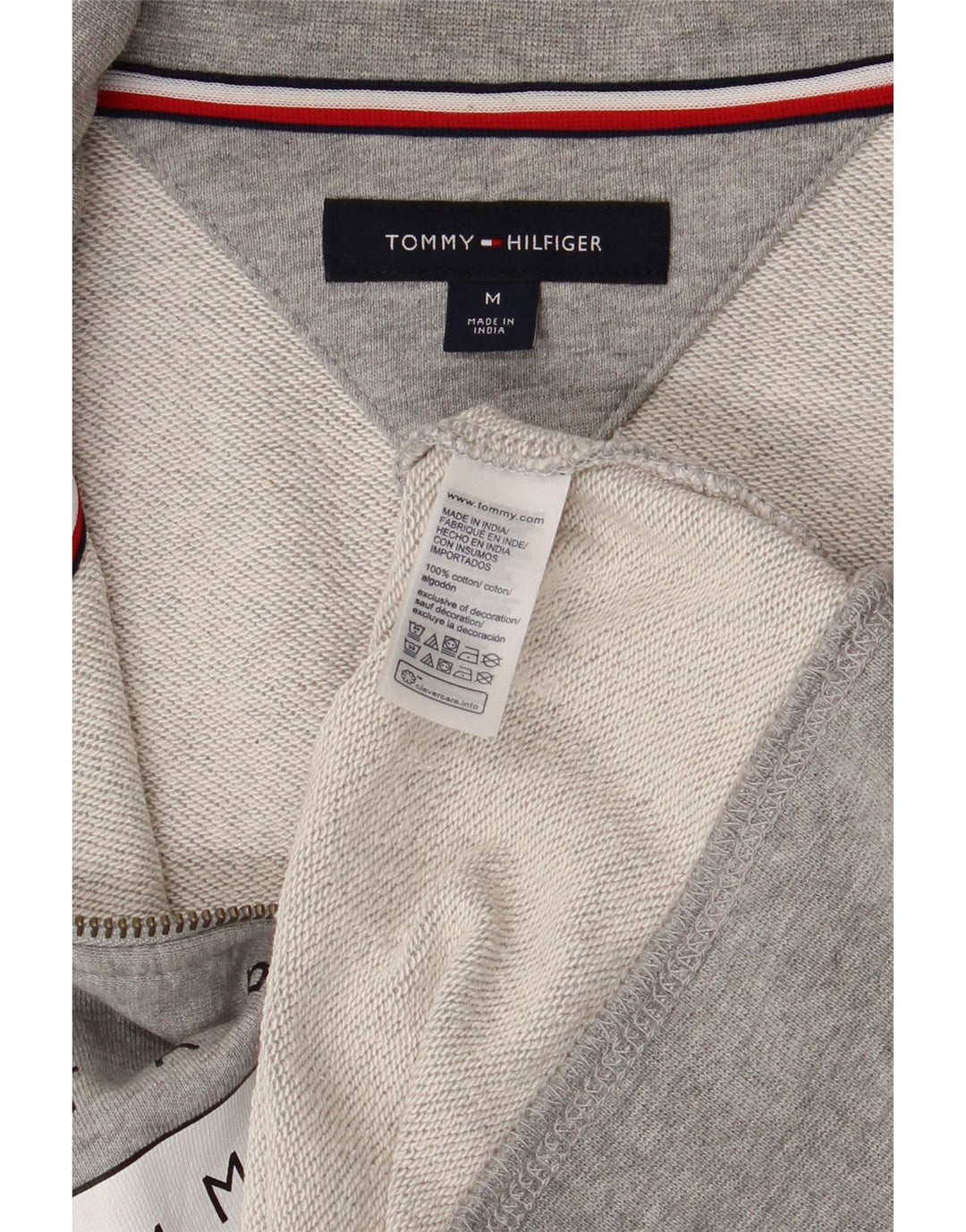 Jaqueta masculina Tommy Hilfiger com agasalho gráfico cinza médio algodão manchado