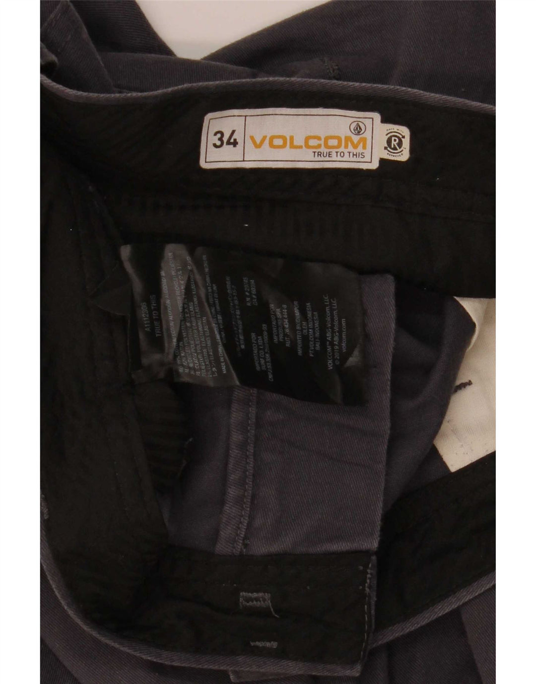Calça Chino Reta Masculina Volcom W34 L32 Algodão Cinza