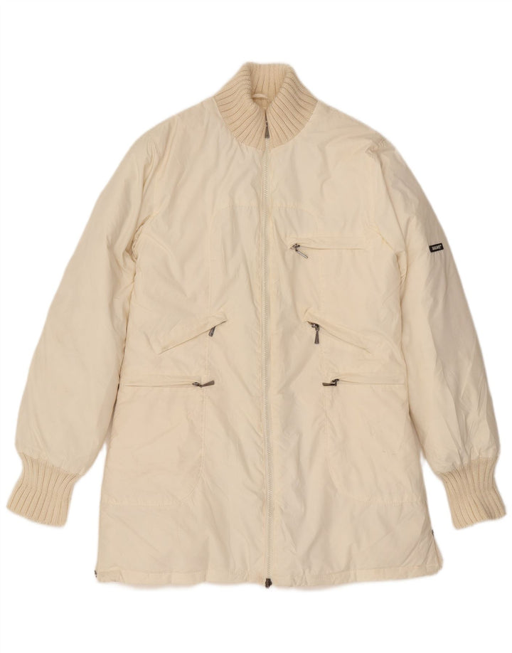 Casaco acolchoado feminino vintage IT 48 XL poliéster branco