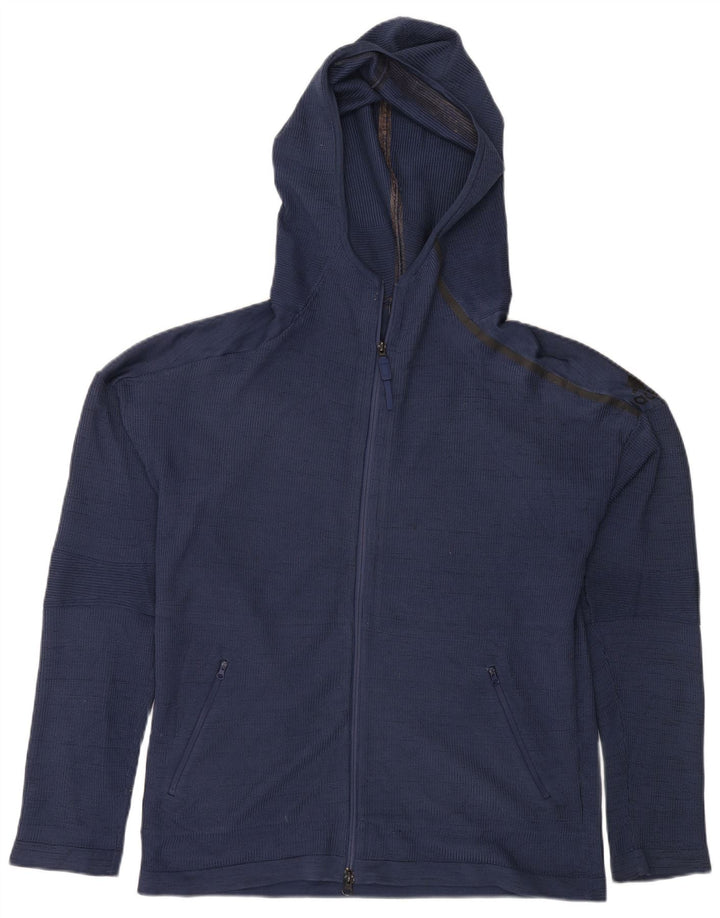 ADIDAS Mens Zip Hoodie Sweater Large Navy Blue