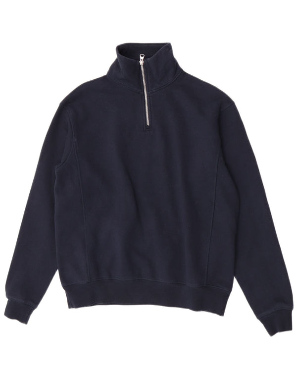 Suéter Zara masculino com zíper e gola pequena azul marinho poliéster