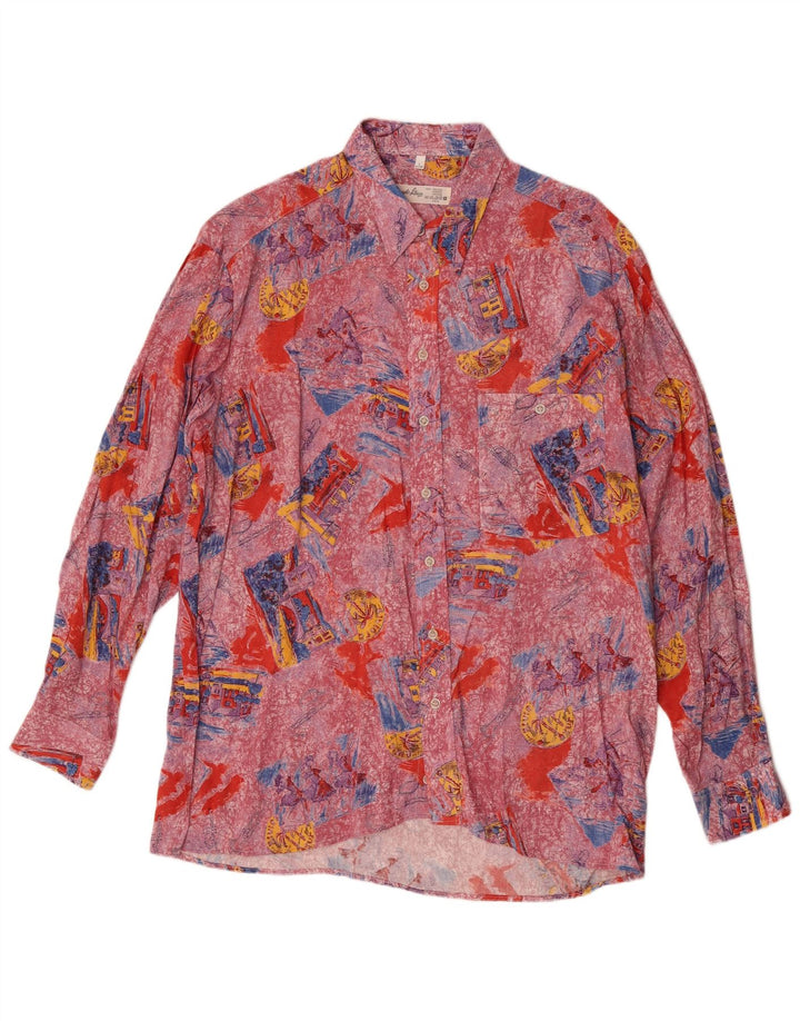 Camisa gráfica masculina Angelo Litrico tamanho 41/42 grande viscose multicolorida