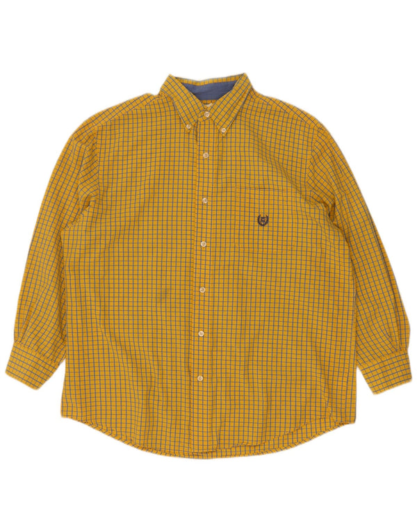 Camisa masculina Chaps grande algodão guingão amarelo