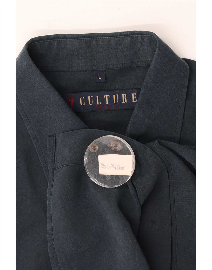 Camisa masculina vintage grande viscose azul marinho
