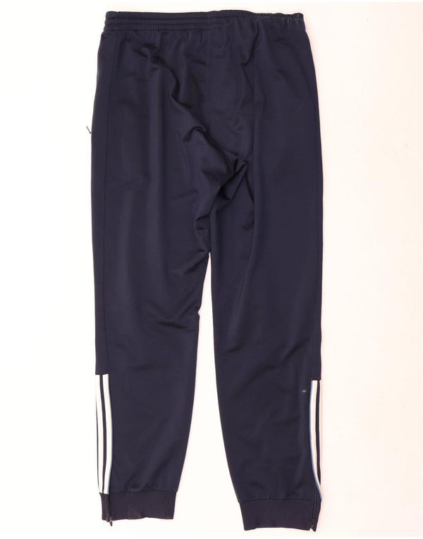 Calça de treino masculina Adidas Joggers UK 42/44 grande azul marinho poliéster