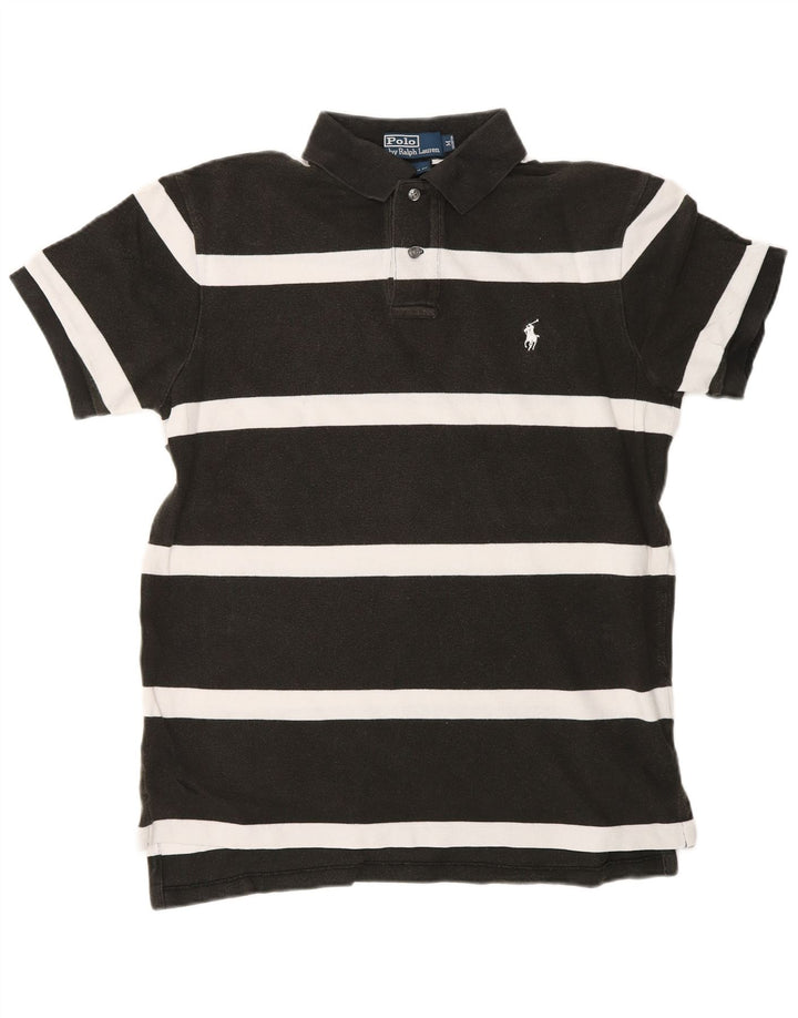 POLO RALPH LAUREN Camisa polo masculina de ajuste personalizado médio preto listrado algodão