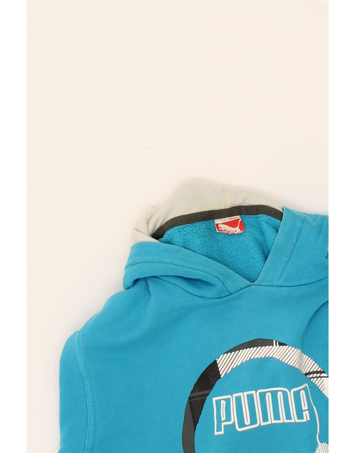 PUMA Mens Graphic Hoodie Jumper Medium Blue Cotton Vintage Puma and Second-Hand Puma from Messina Hembry 